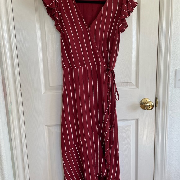 Full Length Wrap Striped Dress - Picture 1 of 2